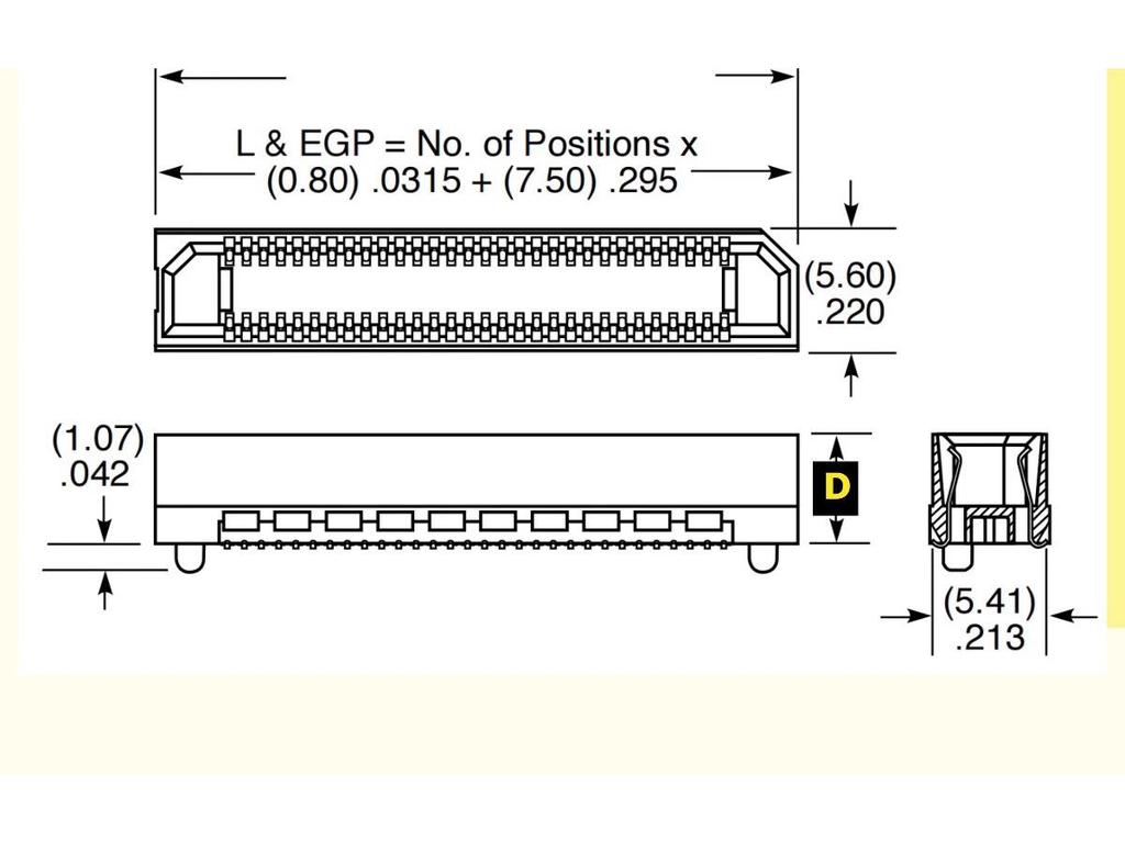 ERF8-025 50-Pin Female Connector, 2 Rows, 7/10mm Mating Height