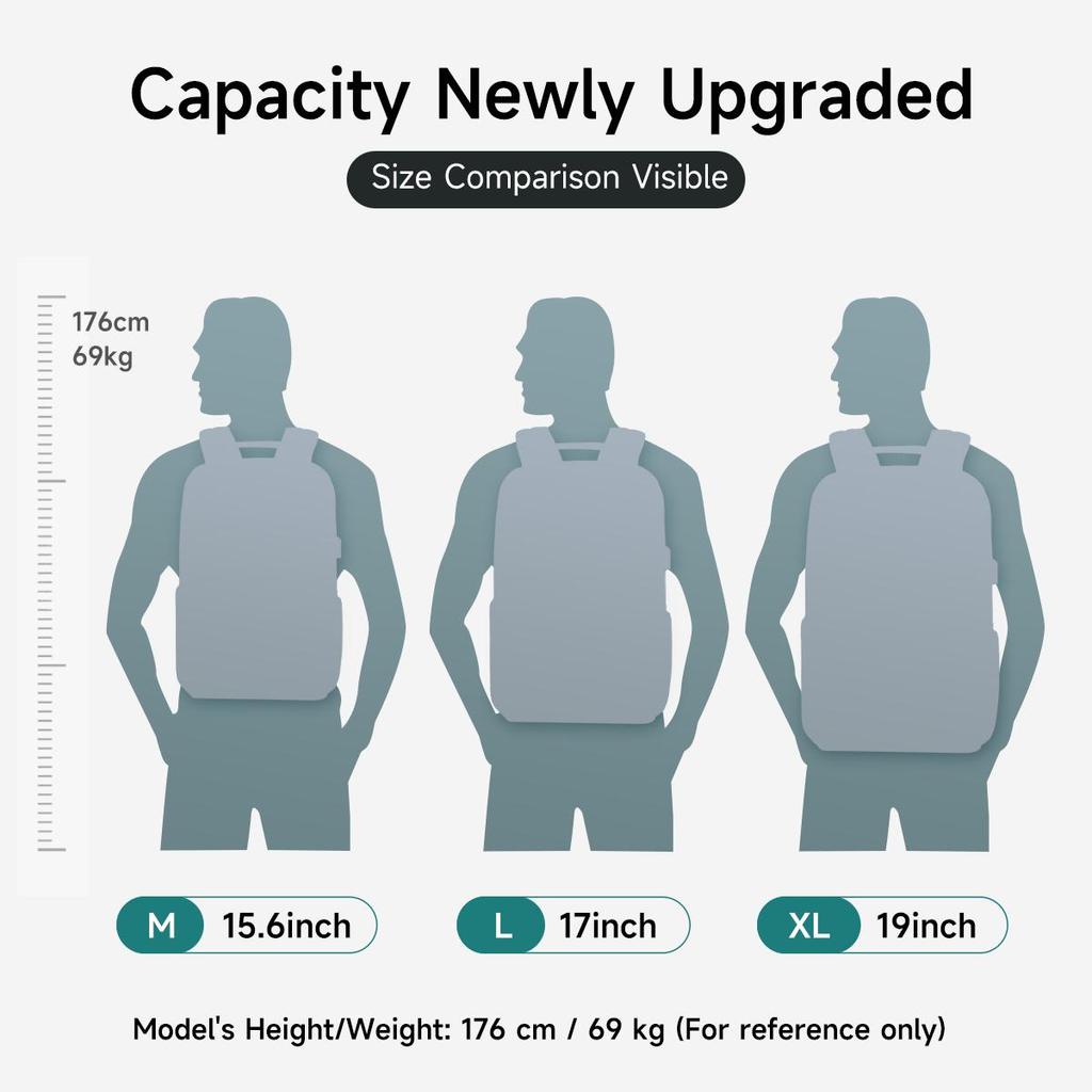 Tigernu Расширяемый рюкзак для мужчин 15,6-19 дюймов, рюкзаки для ноутбуков, мужской дорожный рюкзак, сумка 38 л, деловая сумка большой вместимости