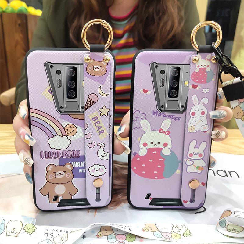 Kickstand Anti-dust Phone Case For Blackview BV6900 Wrist Strap Ring Cartoon Anti-knock Waterproof Cute Dirt-resistant