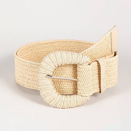 Соломенный пояс в стиле ретро, ​​богемный широкий ручной работы с пряжкой, летние женские брюки, платье, пояс, повседневное использование