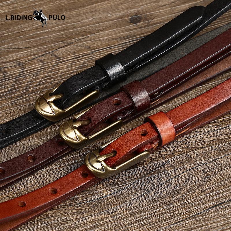 Женский тонкий ремень Медная пряжка в форме туфли с курткой Женский из чистой коровьей кожи Ретро Модный тренд Узкий ремень