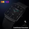 Skmei Luxury Square Quartz Watch Men Business Waterproof Stainless Steel Date Calendar Wristwatches