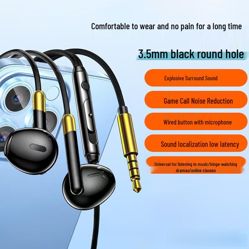 H5 High-Quality In-Ear Wired Earbuds with Mic: Noise Cancelling, Comfortable Fit, In-line Controls for Live Streaming and K Song