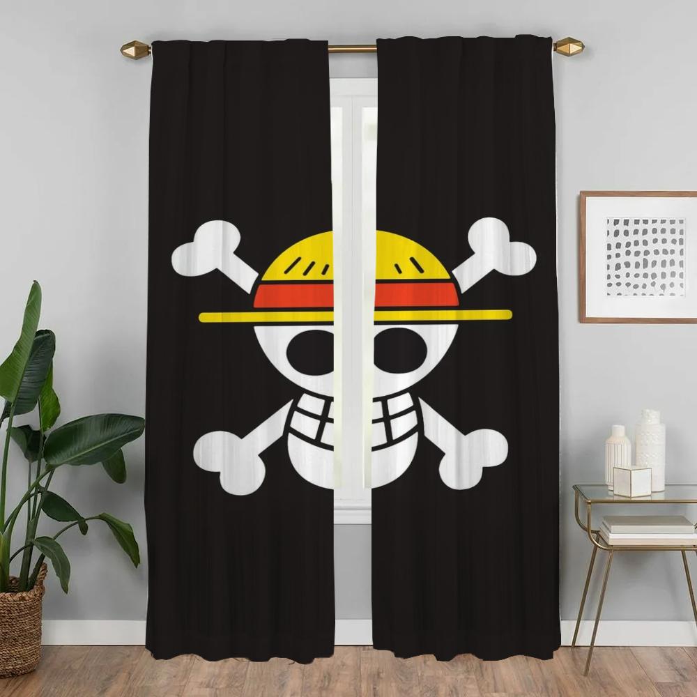 Плотные шторы для комнаты, 2 панели, O-One-pieceS, шторы для детской комнаты, украшения на Хэллоуин, перегородка, тюль для спальни, дома