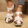Fashion Women Sandals Summer Buckle Strap Wedge Sandals Brand Designer Chunky Platform Sandals Rivet Thick Sole Gladiator Shoes Woman