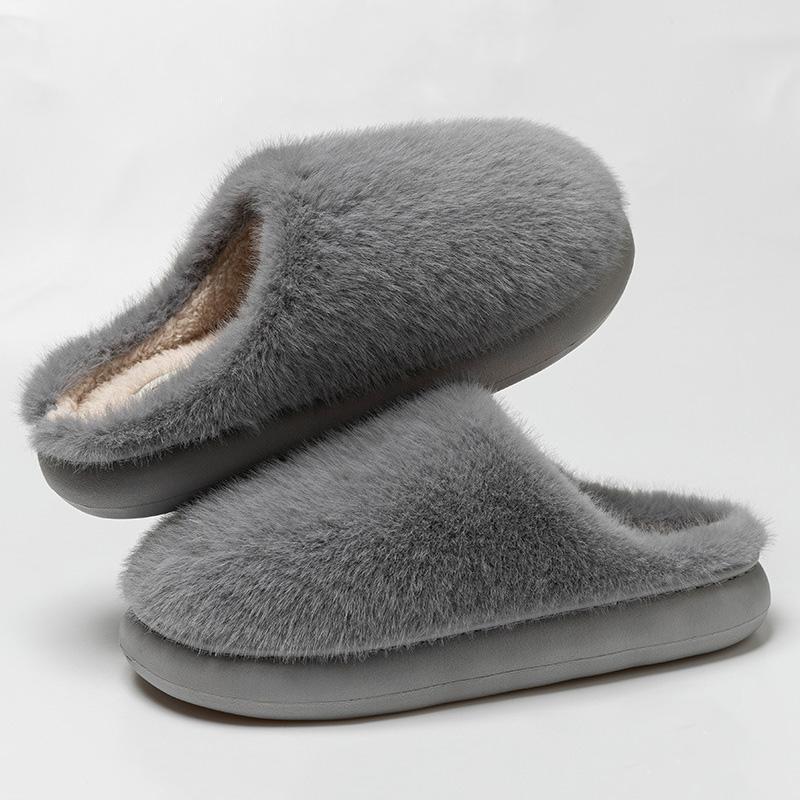 Женские домашние тапочки из искусственного меха, зимние однотонные, с мягкой подошвой, плюшевые, удобные, теплые, хлопковые тапочки с толстой подошвой