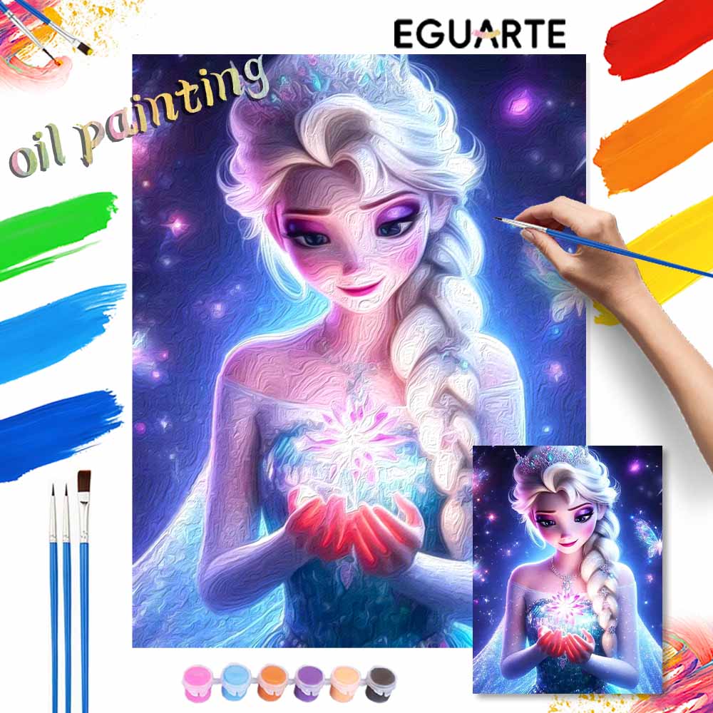 Disney Анимация цифровая масляная живопись Эльза DIY ручная роспись раскраска домашний декор принцесса сверкающий эстетичный настенное искусство холст