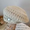 Japanese Style Hollowed Out Beret Hat Fashionable Crochet Knitted Cap Weave Painter Hat  Summer