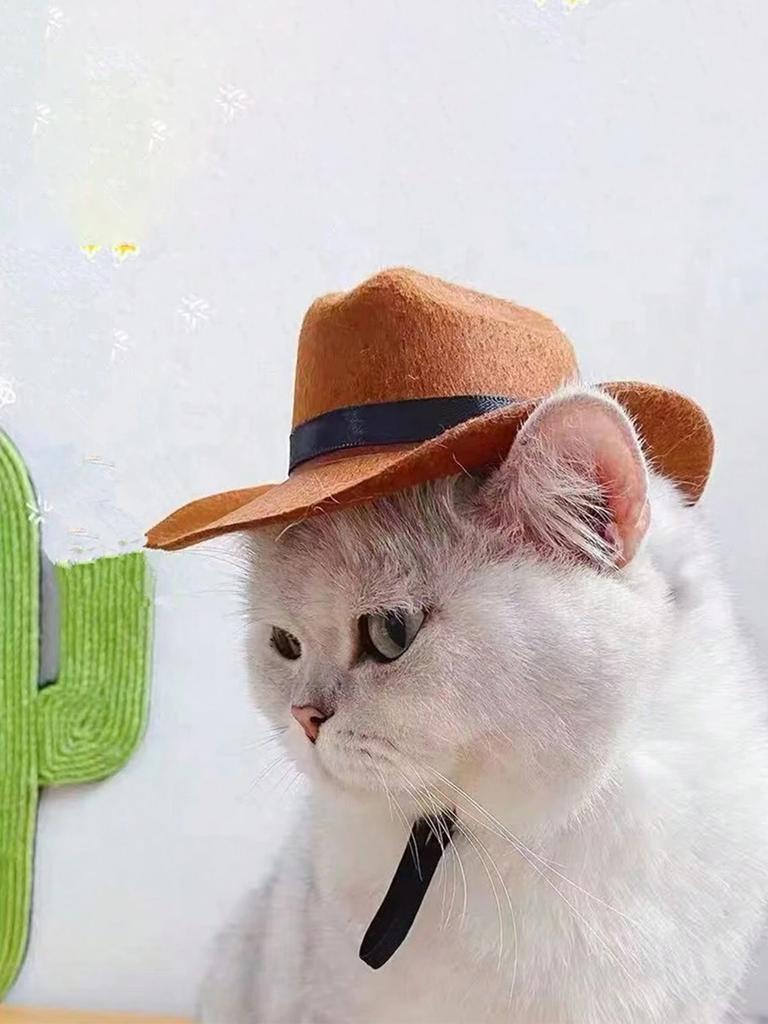 1pc M/L Cat Gentleman Hat, Cowboy Pet Hat For Dog And Cat Cosplay Cap - Perfect For Holiday Costume Parties And Photo Shoots