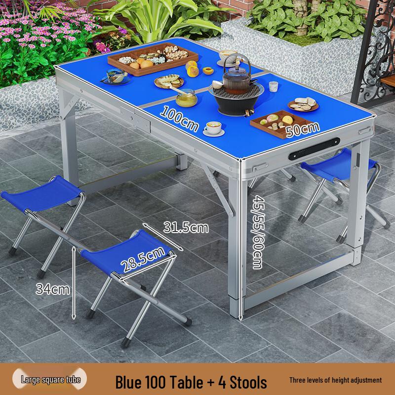 Portable Aluminum Camping Table with Stools