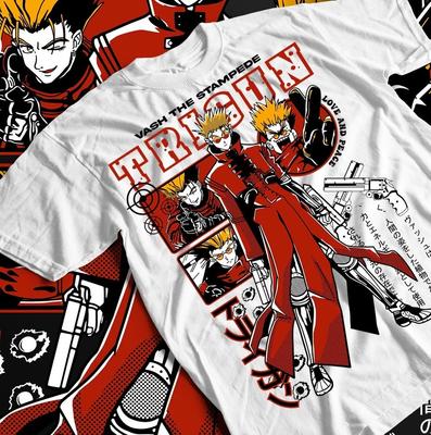 Trigun Vash The Stampede Moon T-shirt, Anime Manga Tee, Japanese Shirt White