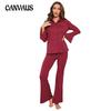 Женские пижамы, весенне-осенний и зимний красный костюм с длинными рукавами и домашней одеждой с резьбой
