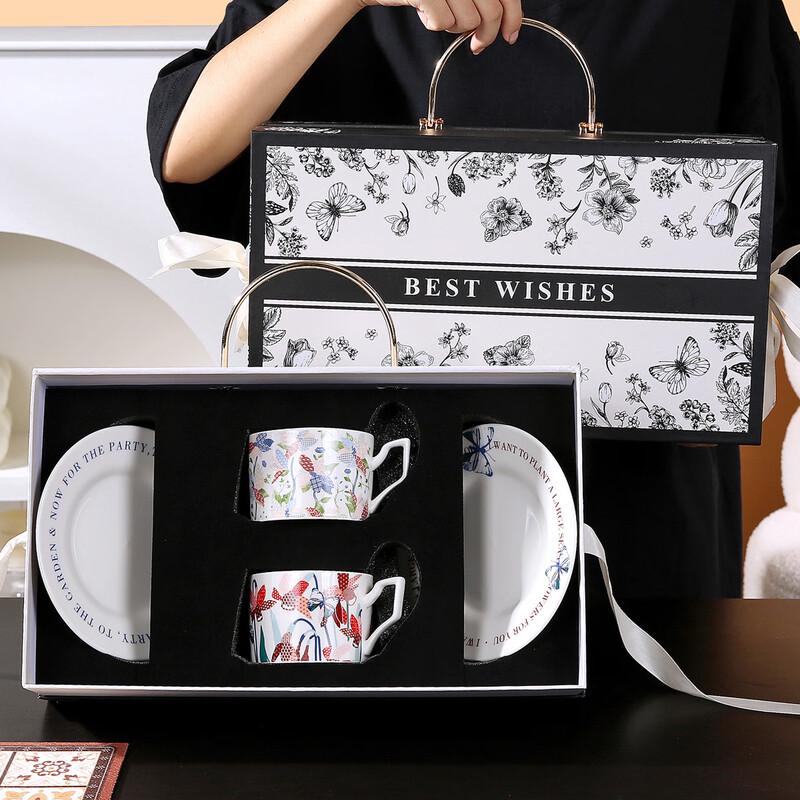 Элегантный подарочный набор из керамической чашки и блюдца (2 чашки, 2 блюдца)