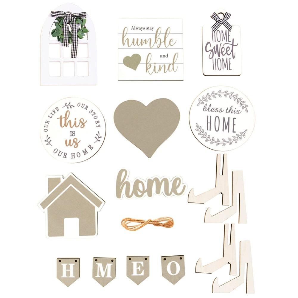 Summer Beach Tiered Tray Decoration Set Farmhouse Rustic Home Decor Home Wood Sign Rustic Table Ornaments for Home Kitchen Table Housewarming Gift