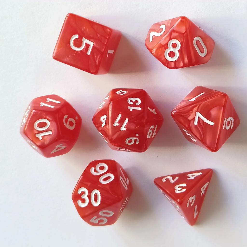 7pcs/set Colorful Pearl Pattern Polyhedral Dice Number Dice Kit for DND PRTG RPG Running Team Table Board Game Dnd Dice Set