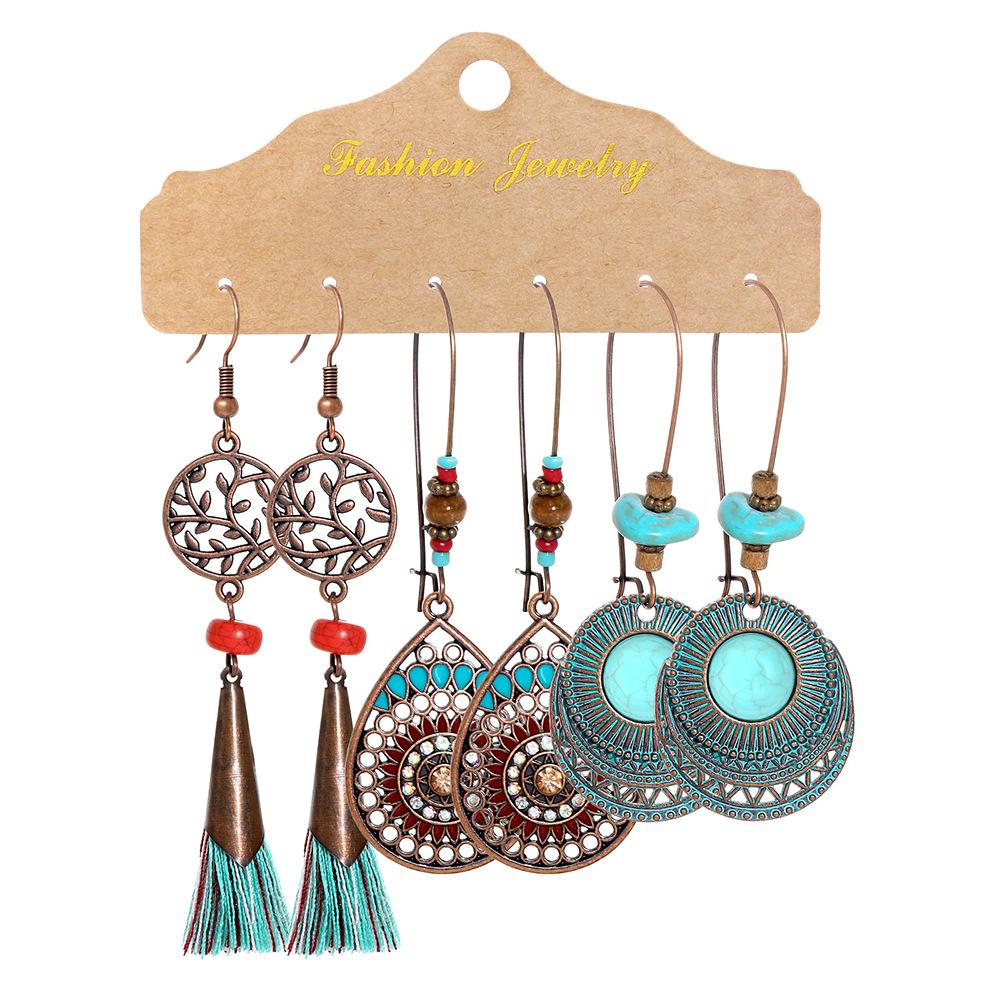 Retro Bohemian Earrings Set for Women - Fashion Multi-Piece Jewelry Collection