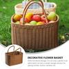 With Handle Picnic Basket Rattan Flower Basket Decorative Woven Basket  Fruit
