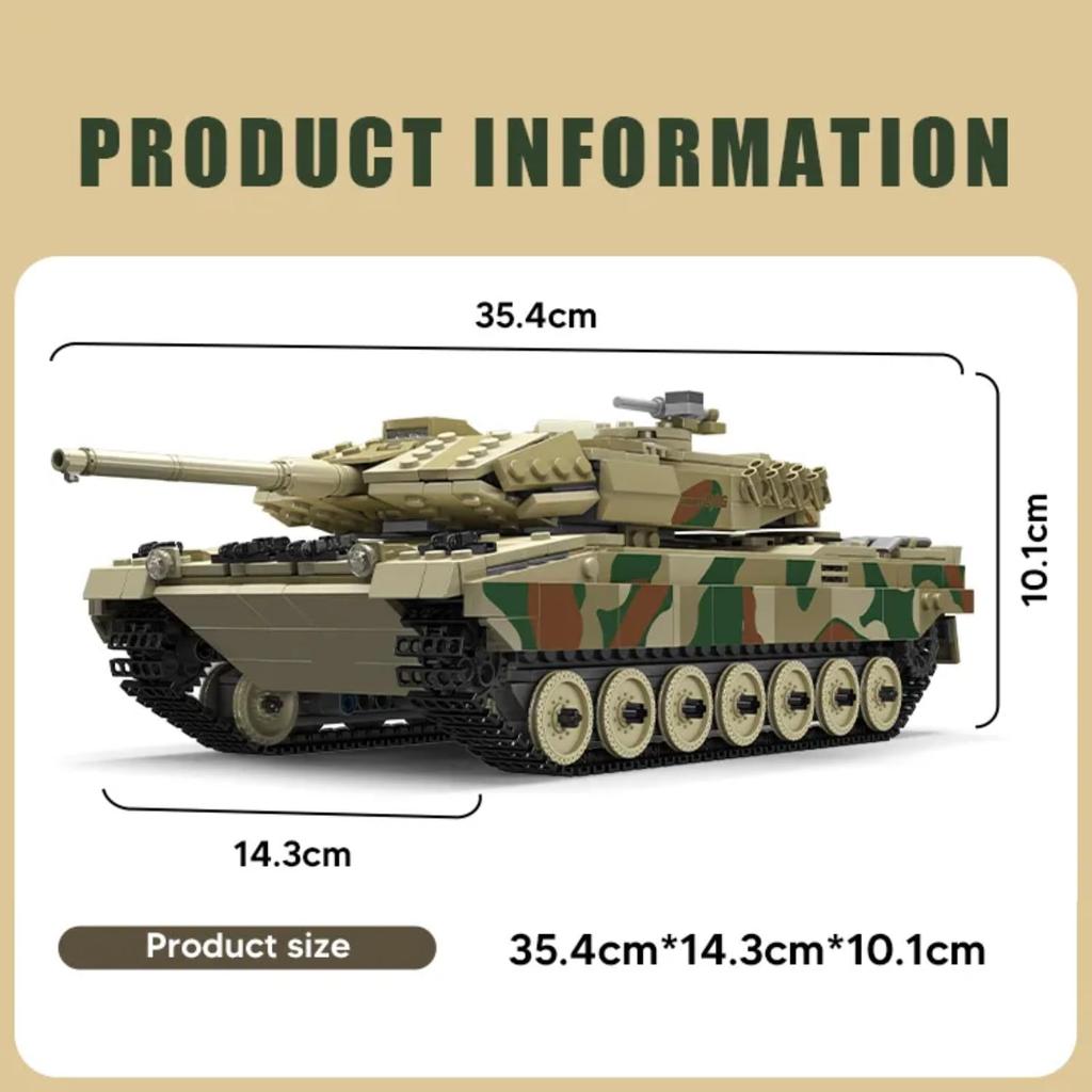Mold King 20020 High-tech MOC Leopard 2 Tank Building Blocks Toys, набор военных транспортных средств Building Blocks, электрические Building Blocks с пультом дистанционного управления