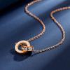 Elegant Roman Numeral Double Ring Necklace with 18K Gold Electroplated Titanium Steel Chain