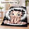 Betty Boop Custom Name Flannel Throw Blanket Soft Warm for Sofa Bed Indoor Home Use