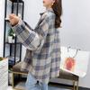 Твидовый жакет, рубашка в клетку, женская корейская версия, ретро, ​​гонконгский стиль, свободная рубашка для волос, женская