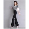 Harajuku Summer High Waist Women's Chiffon Split Up Capris Pants for Women Skinny Ruffles Flare Pants Woman Trousers Red Black