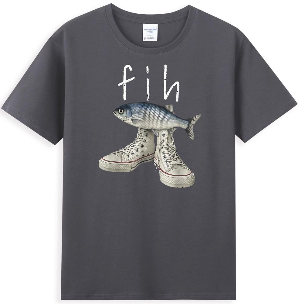 Fih Shoes Fish Funny Misspelled Fish With Shoes Meme Retro Unisexs TShirt