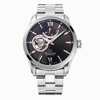 [ORIENT STAR] Мужские автоматические часы - полускелетон, механические, сделано в Японии, 2 года внутренней гарантии, дизайн Open Heart, модель RK-AT0009N, коричневый цвет