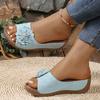 Fashion Retro Flower Decor Wedges Slippers Women Comfortable Slip On Platform Sandals Woman Summer 2025 Thick Sole Non Slip Beach Slides