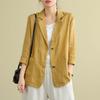 Loose Cotton Linen Blazer - Versatile Long Sleeve Casual Outerwear for Women (Spring/Summer)