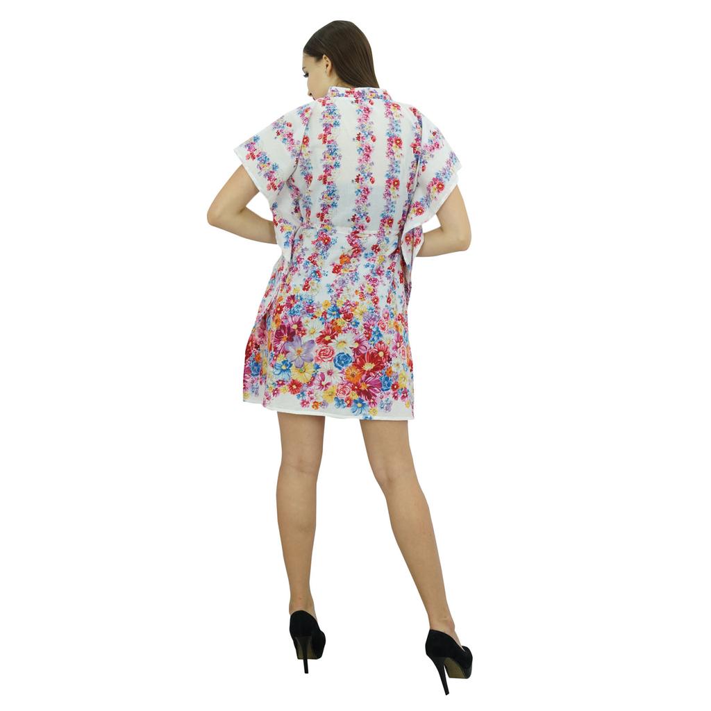 Bimba Женское платье-кафтан в стиле бохо с принтом, хлопковая короткая туника, пляжный кафтан