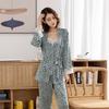 Leopard Printed Satin Ice Silk Pajamas Women's Spring and Summer Thin Suspender Robe Trousers Three Piece Suit Household Clothes