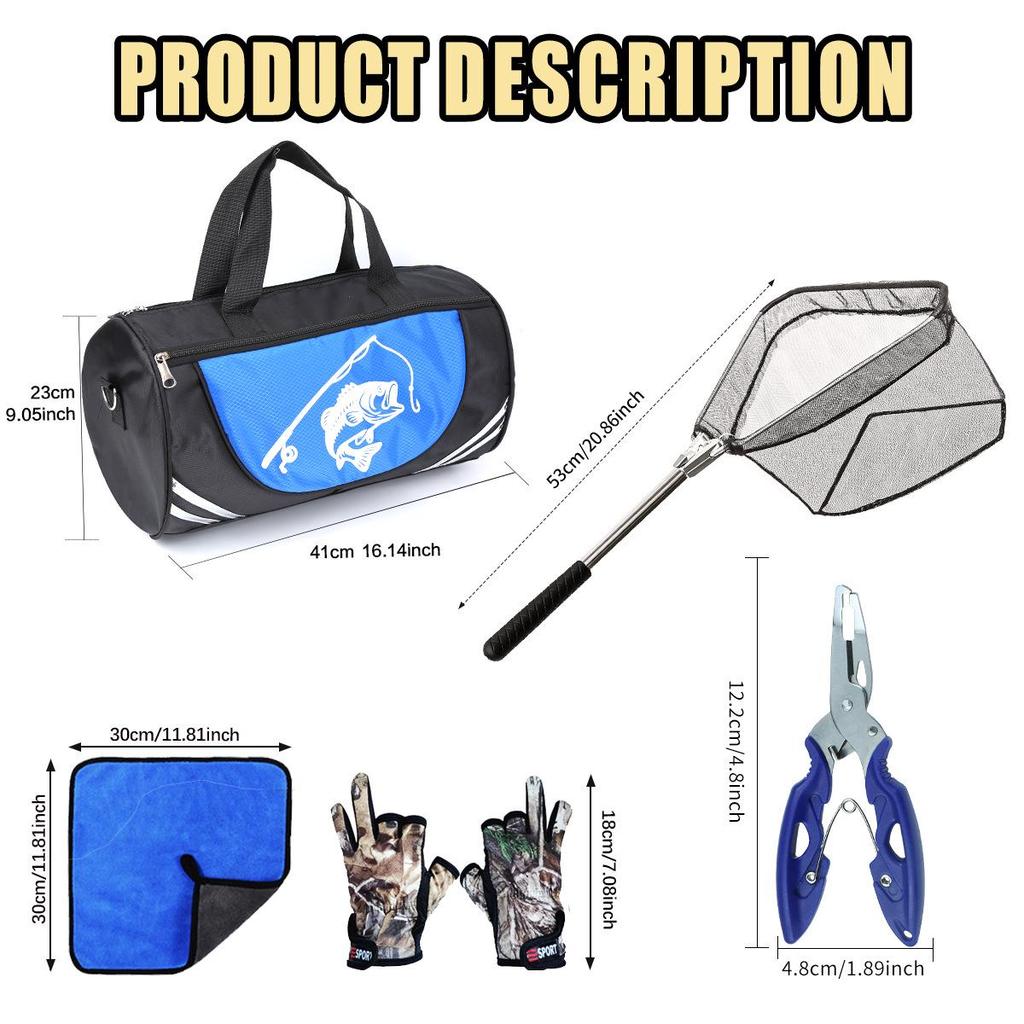 Двойной шест с подсачеком, красный и зеленый: Многофункциональная, портативная сумка для рыболовных снастей большой емкости