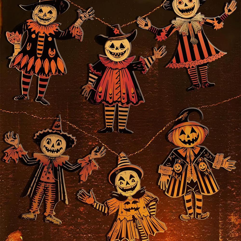 Wooden Halloween Bunting 6-piece Set
