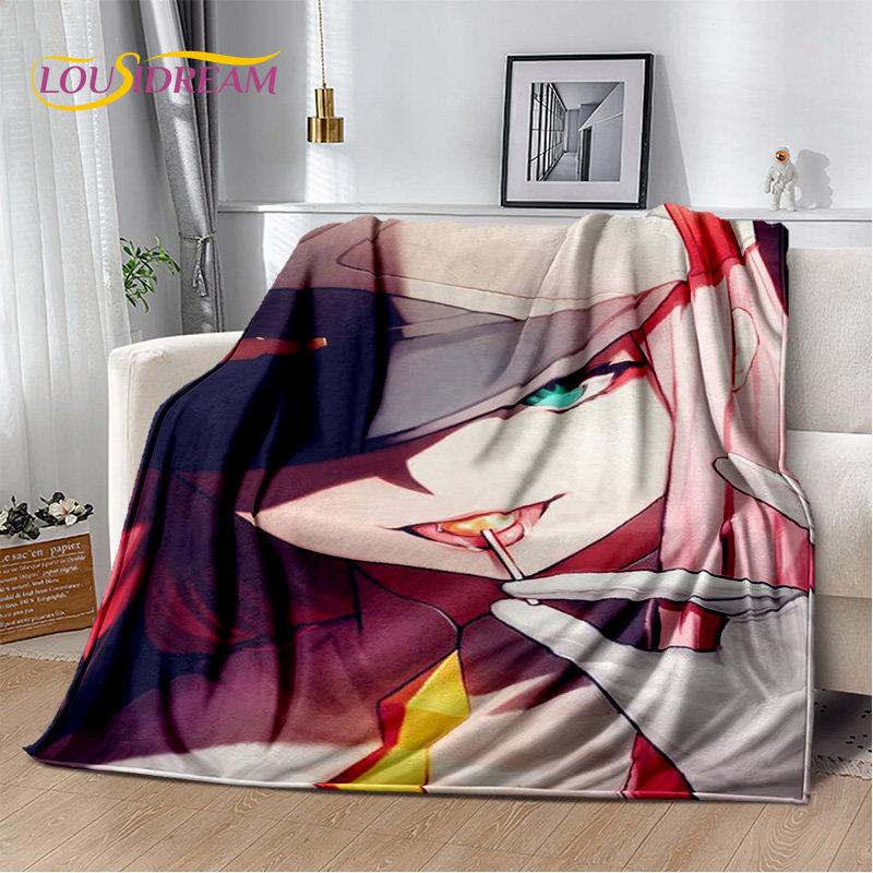 Zero Two DARLING In The FRANXX Soft Plush Blanket,Flannel Blanket Throw Blanket for Living Room Bedroom Bed Sofa Picnic Cover 3D