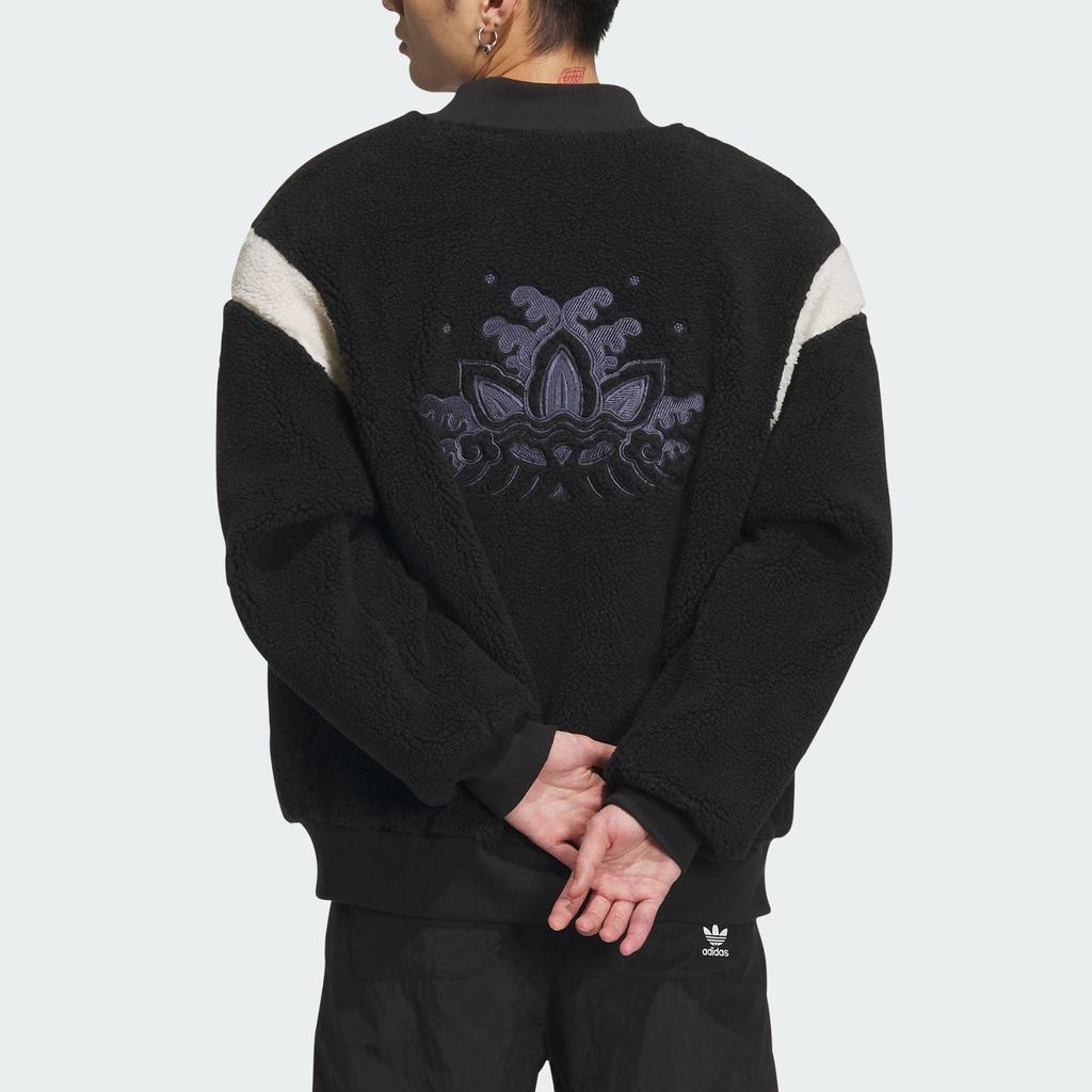 Adidas Originals X Feifei Ruan FW23, новогодняя двусторонняя куртка-бомбер из шерпа, куртка унисекс, черная IX4215