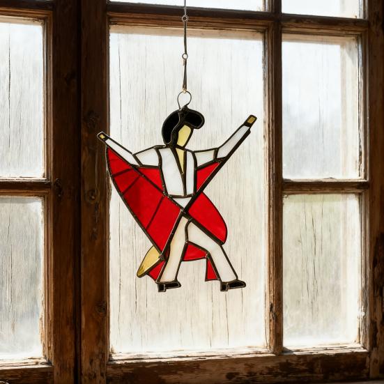 Танцующий король Подвесное украшение Акриловое подвесное украшение Витражный стиль Спиннер Ловец солнца для сада двора украшение окна