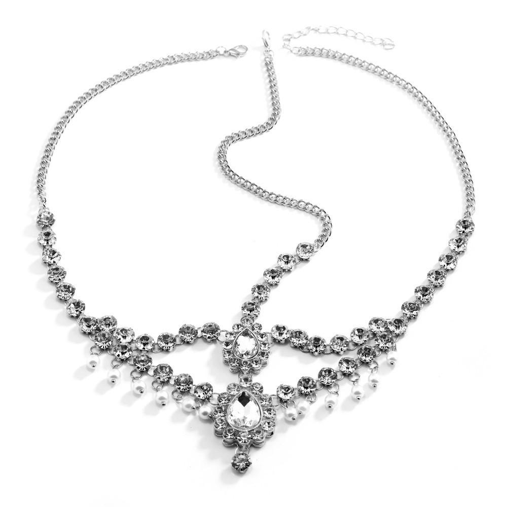 Style Bohemian Rhinestone Simulation Pearl Tassel Women Headwear Jewelry