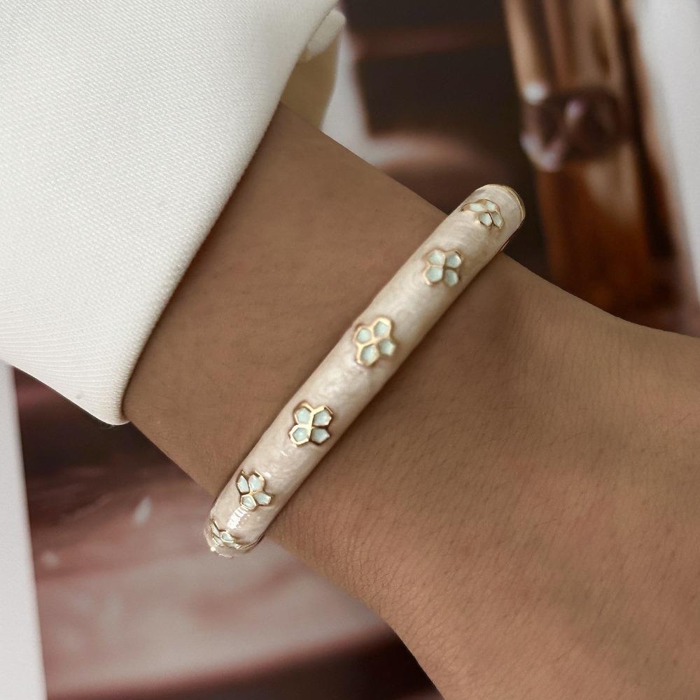 Gold Plated Bangle Bracelet Drip Oil Finish Bangle Jewelry Gift Wrist Jewelry Party Daily Wear