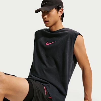 Мужские майки Nike Мужские Черный/Ярко-розовый Круглый вырез Умеренный Другое