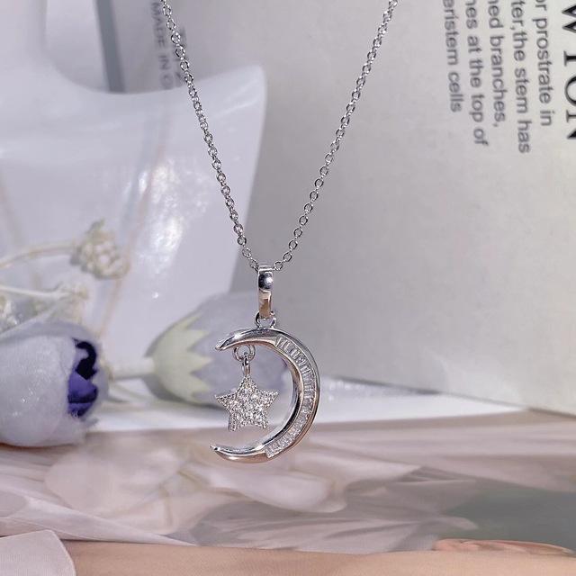 Классический 925 пробы серебро Vs2 бриллиантовое ожерелье кулон для женщин серебро 925 ювелирные изделия Луна кулон бриллиантовое ожерелье ювелирные изделия