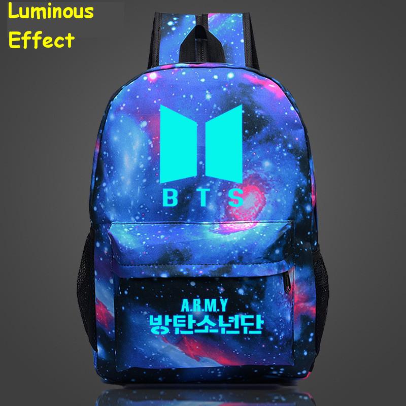 Bts Kpop Bangtan Boys Luminous Backpack Fashion Nylon Shoulder Travel Bag School