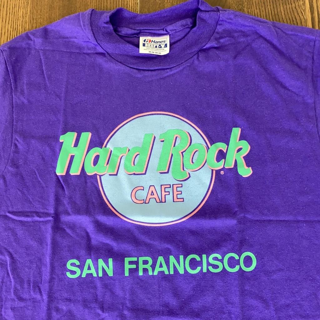 Мужская футболка M Hard Rock Cafe Сан-Франциско Фиолетовая Винтажная 90-х Однострочный шов Hanes