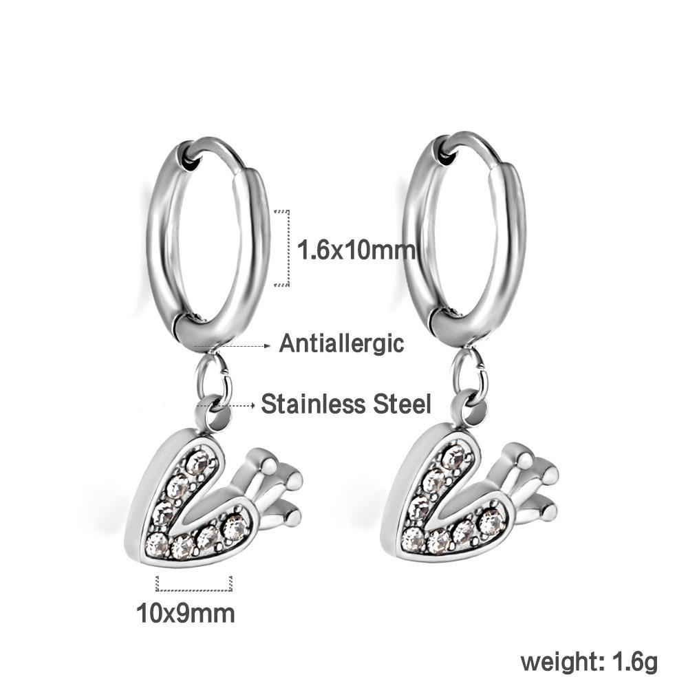 Spiral Planet Earrings Design Mushroom U-Shaped Fishtail with White Diamond Ear Buckle Stainless Steel Earrings