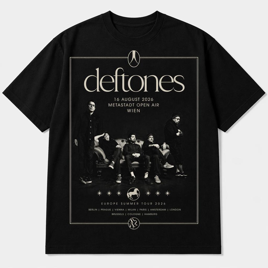 Унисекс Летняя Футболка Deftones РОК-ГРУППА Хлопок Круглый Вырез Пони Капа Уличная Роскошная Одежда Роскошная Одежда Копия Уличная