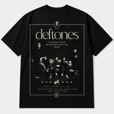 Унисекс Летняя Футболка Deftones РОК-ГРУППА Хлопок Круглый Вырез Пони Капа Уличная Роскошная Одежда Роскошная Одежда Копия Уличная