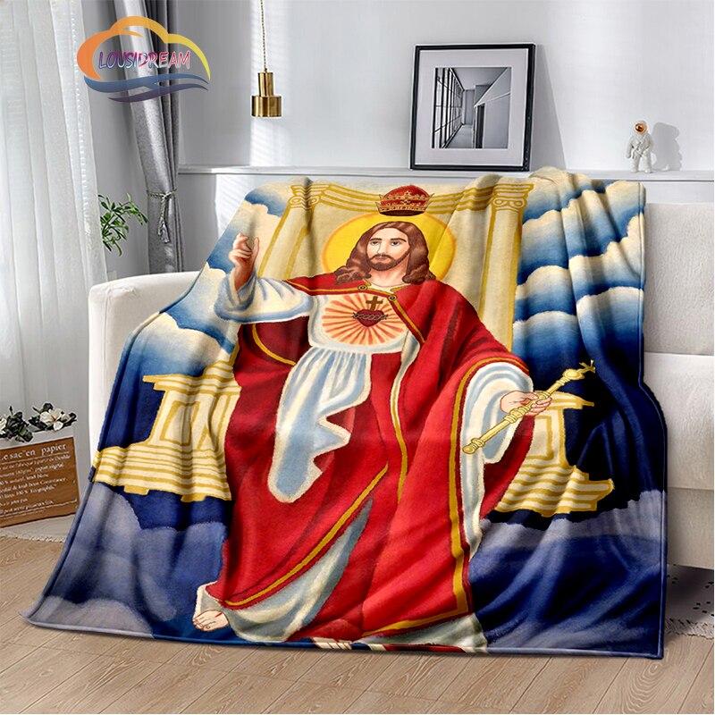Религиозное кашемировое одеяло с изображением Иисуса, 3D-принт, покрывало с изображением Христа, фланелевое одеяло, серия Девы Марии-Иисуса, удобное домашнее одеяло