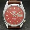 ВОССТАНОВЛЕННЫЕ МУЖСКИЕ ЧАСЫ SEIKO 5 AUTOMATIC, СДЕЛАНО В ЯПОНИИ, КРАСНЫЙ ЦИФЕРБЛАТ, ИЗГОТОВЛЕНЫ НА ЗАКАЗ a440121-2 QV90-a440121