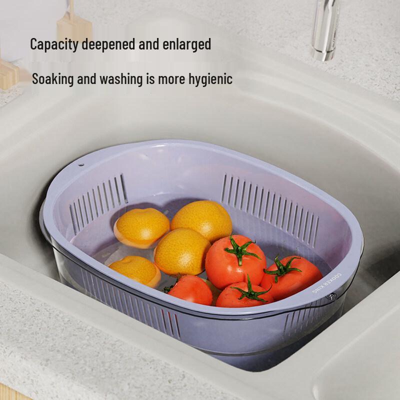 3-Piece Double-Layer Drain Basket & Wash Basin Set