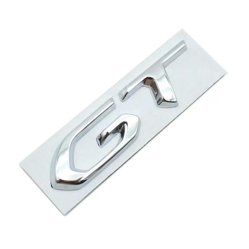 3d Metal Chrome Black Logo GT Emblem Letters Car Rear Trunk Badge Self-adhesive Sticker Accessories